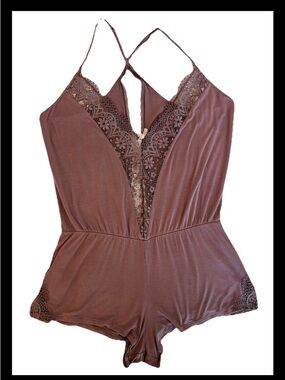 Victoria's Secret Womens Small Mauve Soft Modal Lace Night romper